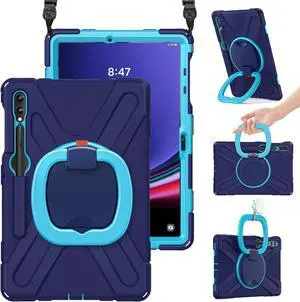 Case for Sam-sung Galaxy Tab S9 FE+ Plus/S9+ Plus/S8+ Plus/S7 FE/S7+ Plus 12.4 Inch, Rugged Silicone Cover with Handle Grip, Kickstand, Shoulder Strap, S Pen Holder, Navy Blue Case for Sam-sung Galaxy Tab S9 FE+ Plus/S9+ Plus/S8+ Plus/S7 FE/S7+ Plus 12.4 Inch, Rugged Silicone Cover with Handle Grip, Kickstand, Shoulder Strap, S Pen Holder, Navy Blue