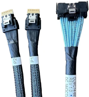 MCIOx8 to 2*SlimSASx4, SFF-TA-101674Pin to 2*SFF-8654 38Pin,PCIe Gen5 Mini Cooledge IODouble Straight Cable 80CM(CBL-MCIO-1255S4Y) MCIOx8 to 2*SlimSASx4, SFF-TA-101674Pin to 2*SFF-8654 38Pin,PCIe Gen5 Mini Cooledge IODouble Straight Cable 80CM(CBL-MCIO-1255S4Y)
