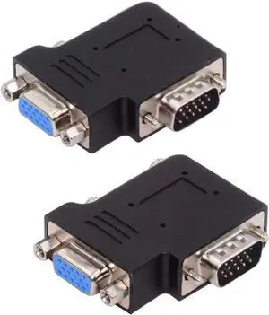 Adapter 2pcs/lot Left & Right Angled 90 Degree VGA RGB HDB15Pin Screw Type Male to Female Nut Type Extension Adapter Port Saver for Monitor Displays Adapter 2pcs/lot Left & Right Angled 90 Degree VGA RGB HDB15Pin Screw Type Male to Female Nut Type Extension Adapter Port Saver for Monitor Displays