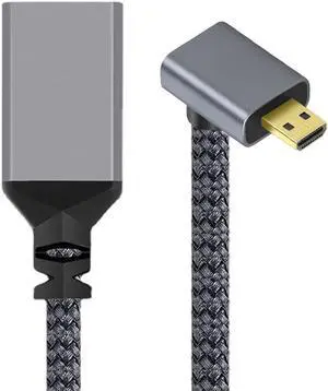 4K Type-D Micro HDMI 1.4 Male 90 Degree Down Angled to HDMI Female Extension Cable for DV MP4 Camera DC Laptop 4K Type-D Micro HDMI 1.4 Male 90 Degree Down Angled to HDMI Female Extension Cable for DV MP4 Camera DC Laptop