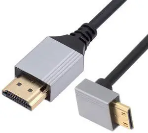 90 Degree Up Angled Mini HDMI 2.1 Ultra Thin HDTV Cable 8K 4K Hyper Super Flexible Slim Cord Type-A to Type-C for Camera HDTV 50cm 90 Degree Up Angled Mini HDMI 2.1 Ultra Thin HDTV Cable 8K 4K Hyper Super Flexible Slim Cord Type-A to Type-C for Camera HDTV 50cm