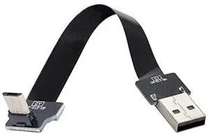 Up Angled USB 2.0 Type-A Male to Micro USB 5Pin Male Data Flat Slim FPC Cable for FPV & Disk & Phone 100cm Up Angled USB 2.0 Type-A Male to Micro USB 5Pin Male Data Flat Slim FPC Cable for FPV & Disk & Phone 100cm