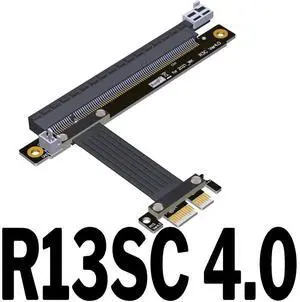 PCI-E 4.0 x1 to x1 Turn 90 180 Degree Splint Vertical Extension Riser Cables (20cm, R13SC 4.0) PCI-E 4.0 x1 to x1 Turn 90 180 Degree Splint Vertical Extension Riser Cables (20cm, R13SC 4.0)
