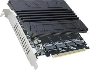 Quad NVMe SSD PCIe Adapter, 4 M.2 NVMe SSD to PCI-e 4.0 3.0 x16 Card with HeatSink Support 2230 2242 2280 NVMe SSD (PCI-e 16X Bifurcation Required) Quad NVMe SSD PCIe Adapter, 4 M.2 NVMe SSD to PCI-e 4.0 3.0 x16 Card with HeatSink Support 2230 2242 2280 NVMe SSD (PCI-e 16X Bifurcation Required)