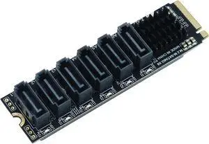 M.2 to SATA3 Adapter Card, M.2 M-Key PCIe to 6 Ports SATA 6Gbps Expansion Card ASM1166 with Smart LED Indicator M.2 to SATA3 Adapter Card, M.2 M-Key PCIe to 6 Ports SATA 6Gbps Expansion Card ASM1166 with Smart LED Indicator