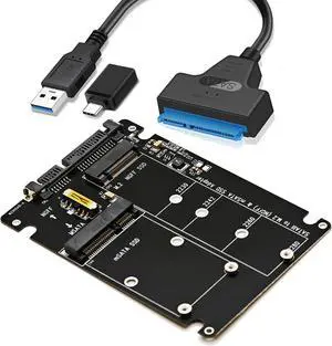 2-in-1 M.2 SATA to USB Type C Adapter - Supports mSATA and NGFF B Key SATA III SSD 2-in-1 M.2 SATA to USB Type C Adapter - Supports mSATA and NGFF B Key SATA III SSD