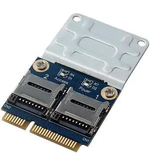 Dual Micro SDXC SDHC SD to Mini PCI-e Adapter Card with Half Bracket Dual Micro SDXC SDHC SD to Mini PCI-e Adapter Card with Half Bracket