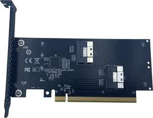 PCIe 4.0 16x to Dual SFF-8654 8i SlimSAS,PCI-e Bifurcation x16 to x8x8 Split SFF-8654 Slimline SAS Adapter Card PCIe 4.0 16x to Dual SFF-8654 8i SlimSAS,PCI-e Bifurcation x16 to x8x8 Split SFF-8654 Slimline SAS Adapter Card