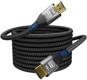 16K 10K 8K HDMI 2.2 Cable 6.6FT, 96Gbps Ultra High Speed HDMI Braided Cord, Support 16K@30Hz 8K@60Hz 4K@120Hz HDCP 2.2&2.3, Dynamic HDR,eARC,DTS:X, for Roku TV/HDTV/PS5/Xbox/Blu-ray 16K 10K 8K HDMI 2.2 Cable 6.6FT, 96Gbps Ultra High Speed HDMI Braided Cord, Support 16K@30Hz 8K@60Hz 4K@120Hz HDCP 2.2&2.3, Dynamic HDR,eARC,DTS:X, for Roku TV/HDTV/PS5/Xbox/Blu-ray