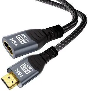 16K HDMI Extension Cable 3.3FT, 96Gbps Ultra High Speed HDMI Extender, HDMI 2.2 Male to Female Adapter Compatible with 16K@60Hz 8K@120Hz 4K@240Hz HDR eARC, for PS5/Xbox/Fire TV/Roku/Laptop 16K HDMI Extension Cable 3.3FT, 96Gbps Ultra High Speed HDMI Extender, HDMI 2.2 Male to Female Adapter Compatible with 16K@60Hz 8K@120Hz 4K@240Hz HDR eARC, for PS5/Xbox/Fire TV/Roku/Laptop