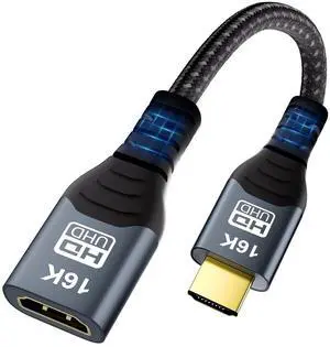 16K HDMI Extension Cable 1FT, 96Gbps Ultra High Speed HDMI Extender, HDMI 2.2 Male to Female Adapter Compatible with 16K@60Hz 8K@120Hz 4K@240Hz HDR eARC, for PS5/Xbox/Fire TV/Roku/Laptop 16K HDMI Extension Cable 1FT, 96Gbps Ultra High Speed HDMI Extender, HDMI 2.2 Male to Female Adapter Compatible with 16K@60Hz 8K@120Hz 4K@240Hz HDR eARC, for PS5/Xbox/Fire TV/Roku/Laptop