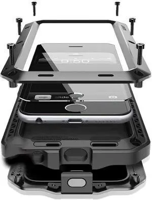 for iPhone 16E Metal Case,Heavy Duty Shockproof Aluminum Alloy Tough Armour Military Grade Phone Case for iPhone 17E,Full Body Protective Cover with Silicone Built-in Screen Protector-Black for iPhone 16E Metal Case,Heavy Duty Shockproof Aluminum Alloy Tough Armour Military Grade Phone Case for iPhone 17E,Full Body Protective Cover with Silicone Built-in Screen Protector-Black