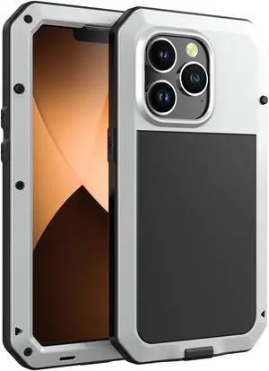 for iPhone 14 Pro Max Case,360 Full Body Protective Heavy Duty Shockproof Tough Armour Aluminum Metal Case with Silicone Built-in Screen Protector for iPhone 14 Pro Max 6.7" - Silver for iPhone 14 Pro Max Case,360 Full Body Protective Heavy Duty Shockproof Tough Armour Aluminum Metal Case with Silicone Built-in Screen Protector for iPhone 14 Pro Max 6.7" - Silver