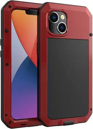for iPhone 14 Case, 360 Full Body Protective Cover Heavy Duty Shockproof Tough Armour Aluminum Alloy Metal Case with Silicone Built-in Screen Protector for Apple iPhone 14 6.1 Inch - Red for iPhone 14 Case, 360 Full Body Protective Cover Heavy Duty Shockproof Tough Armour Aluminum Alloy Metal Case with Silicone Built-in Screen Protector for Apple iPhone 14 6.1 Inch - Red