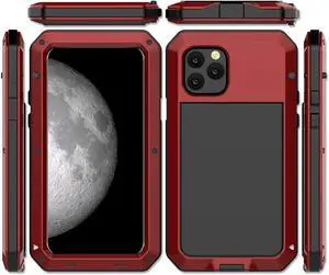 for iPhone 11 Pro Max Case,Full Body Protective Cover Heavy Duty Shockproof Tough Armour Aluminum Alloy Metal Case with Silicone Built-in Screen Protector for iPhone 11 Pro Max - red for iPhone 11 Pro Max Case,Full Body Protective Cover Heavy Duty Shockproof Tough Armour Aluminum Alloy Metal Case with Silicone Built-in Screen Protector for iPhone 11 Pro Max - red