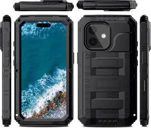 Waterproof Case for iPhone 16 Pro Max, Heavy Duty Durable Metal Full Body Built-in Screen Protection Case Shockproof Dustproof Rugged Military Grade Defender for iPhone 16 Pro Max - Black Waterproof Case for iPhone 16 Pro Max, Heavy Duty Durable Metal Full Body Built-in Screen Protection Case Shockproof Dustproof Rugged Military Grade Defender for iPhone 16 Pro Max - Black