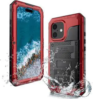 Waterproof Case for iPhone 16 Plus, Heavy Duty Durable Metal Full Body Built-in Screen Protection Case Shockproof Dustproof Rugged Military Grade Defender for iPhone 16 Plus - Red Waterproof Case for iPhone 16 Plus, Heavy Duty Durable Metal Full Body Built-in Screen Protection Case Shockproof Dustproof Rugged Military Grade Defender for iPhone 16 Plus - Red
