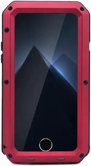 for iPhone 8 Case,360 Full Body Protective Cover Heavy Duty Shockproof Tough Armour Aluminum Alloy Metal Case with Silicone Built-in Screen Protector for iPhone 7 - Red for iPhone 8 Case,360 Full Body Protective Cover Heavy Duty Shockproof Tough Armour Aluminum Alloy Metal Case with Silicone Built-in Screen Protector for iPhone 7 - Red