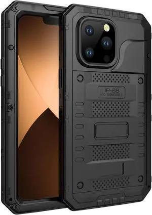 Waterproof Case for iPhone 14 Pro Max 6.7 inch, Heavy Duty Shockproof Dustproof Metal Durable Case with Built-in Screen,360 Full Body Protection Rugged Military Grade Defender - Black Waterproof Case for iPhone 14 Pro Max 6.7 inch, Heavy Duty Shockproof Dustproof Metal Durable Case with Built-in Screen,360 Full Body Protection Rugged Military Grade Defender - Black