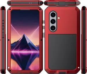 for Galaxy S25 Plus Case 6.6",Full Body Protective Cover Heavy Duty Shockproof Tough Armour Aluminum Alloy Metal Case with Silicone Built-in Screen Protector for SAM-UNG Red for Galaxy S25 Plus Case 6.6",Full Body Protective Cover Heavy Duty Shockproof Tough Armour Aluminum Alloy Metal Case with Silicone Built-in Screen Protector for SAM-UNG Red