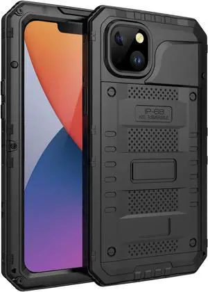 Waterproof Case for iPhone 14, Heavy Duty Durable Metal Full Body Built-in Screen Protection Case Shockproof Dustproof Rugged Military Grade Defender for iPhone 14 - Black Waterproof Case for iPhone 14, Heavy Duty Durable Metal Full Body Built-in Screen Protection Case Shockproof Dustproof Rugged Military Grade Defender for iPhone 14 - Black