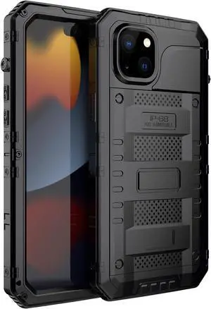 Waterproof Case for iPhone 15 Pro, Heavy Duty Durable Metal Full Body Built-in Screen Protection Case Shockproof Dustproof Rugged Military Grade Defender for iPhone 15 Pro - Black Waterproof Case for iPhone 15 Pro, Heavy Duty Durable Metal Full Body Built-in Screen Protection Case Shockproof Dustproof Rugged Military Grade Defender for iPhone 15 Pro - Black