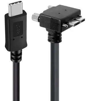 Vision Cable Micro USB3.0 Dual Screws Locking to Type-C USB3.1 Data 10Gbps Power Cord 90 Degree Up Angled Type Compatible with VR Industrial Camera Computer (1.0M) Vision Cable Micro USB3.0 Dual Screws Locking to Type-C USB3.1 Data 10Gbps Power Cord 90 Degree Up Angled Type Compatible with VR Industrial Camera Computer (1.0M)