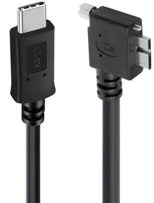 Vision Cable Micro USB3.0 Single Screw Locking to Type-C USB3.1 Data 10Gbps Power Cord 90 Degree Left Angled Type Compatible with VR Industrial Camera Computer (1.0M) Vision Cable Micro USB3.0 Single Screw Locking to Type-C USB3.1 Data 10Gbps Power Cord 90 Degree Left Angled Type Compatible with VR Industrial Camera Computer (1.0M)