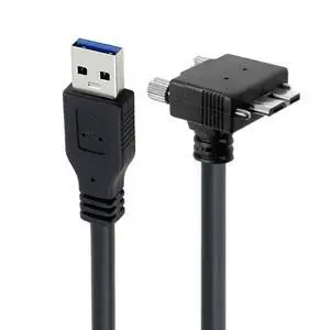 Vision Cable Micro USB3.0 Dual Screws Locking to Type-A USB3.0 Data 5Gbps Power Cord 90 Degree Up Angled Type Compatible with VR Industrial Camera Computer (3.0m) Vision Cable Micro USB3.0 Dual Screws Locking to Type-A USB3.0 Data 5Gbps Power Cord 90 Degree Up Angled Type Compatible with VR Industrial Camera Computer (3.0m)