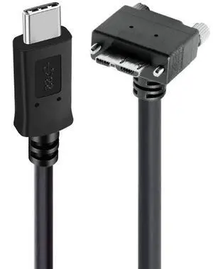 Vision Cable Micro USB3.0 Dual Screws Locking to Type-C USB3.1 Data 10Gbps Power Cord 90 Degree Down Angled Type Compatible with VR Industrial Camera Computer (1.0M) Vision Cable Micro USB3.0 Dual Screws Locking to Type-C USB3.1 Data 10Gbps Power Cord 90 Degree Down Angled Type Compatible with VR Industrial Camera Computer (1.0M)