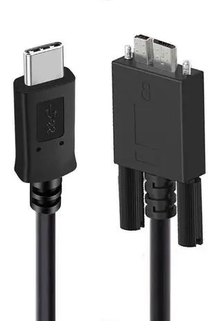 Vision Cable Micro USB3.0 Type-B Dual Screw Locking Panel to Type-C USB3.1 Data 10Gbps Power Cord High Speed Compatible with VR Industrial Camera Computer (1.0M) Vision Cable Micro USB3.0 Type-B Dual Screw Locking Panel to Type-C USB3.1 Data 10Gbps Power Cord High Speed Compatible with VR Industrial Camera Computer (1.0M)
