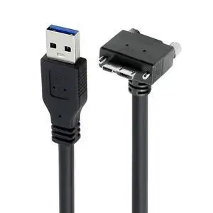 Vision Cable Micro USB3.0 Dual Screws Locking to Type-A USB3.0 Data 5Gbps Power Cord 90 Degree Down Angled Type Compatible with VR Industrial Camera Computer (5.0m) Vision Cable Micro USB3.0 Dual Screws Locking to Type-A USB3.0 Data 5Gbps Power Cord 90 Degree Down Angled Type Compatible with VR Industrial Camera Computer (5.0m)