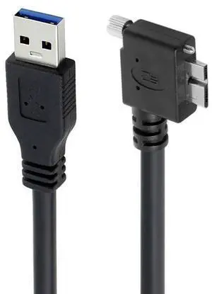 Vision Cable Micro USB3.0 Single Screw Locking to Type-A USB3.0 Data 5Gbps Power Cord 90 Degree Left Angled Type Compatible with VR Industrial Camera Computer (1.2m) Vision Cable Micro USB3.0 Single Screw Locking to Type-A USB3.0 Data 5Gbps Power Cord 90 Degree Left Angled Type Compatible with VR Industrial Camera Computer (1.2m)