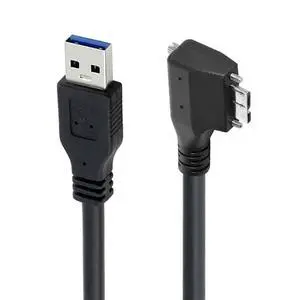 Vision Cable Micro USB3.0 Dual Screws Locking to Type-A USB3.0 Data 5Gbps Power Cord 90 Degree Right Angled Type Compatible with VR Industrial Camera Computer (3.0m) Vision Cable Micro USB3.0 Dual Screws Locking to Type-A USB3.0 Data 5Gbps Power Cord 90 Degree Right Angled Type Compatible with VR Industrial Camera Computer (3.0m)