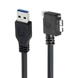 Vision Cable Micro USB3.0 Single Screw Locking to Type-A USB3.0 Data 5Gbps Power Cord 90 Degree Right Angled Type Compatible with VR Industrial Camera Computer (1.2m) Vision Cable Micro USB3.0 Single Screw Locking to Type-A USB3.0 Data 5Gbps Power Cord 90 Degree Right Angled Type Compatible with VR Industrial Camera Computer (1.2m)