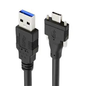Vision Cable USB3.1 Type-C USB-C Dual Screws Locking to Type-A USB3.0 Data 10Gbps Power Cord Compatible with VR Industrial Camera Phone FPV Computer (5.0m) Vision Cable USB3.1 Type-C USB-C Dual Screws Locking to Type-A USB3.0 Data 10Gbps Power Cord Compatible with VR Industrial Camera Phone FPV Computer (5.0m)