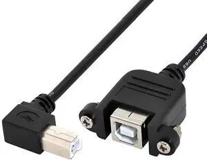 Right Angled USB 2.0 Type-B Male 90 Degree to Type-B USB Female Panel Mount Screw Connector Compatible withDisk Printer Scanner Cable 50cm Right Angled USB 2.0 Type-B Male 90 Degree to Type-B USB Female Panel Mount Screw Connector Compatible withDisk Printer Scanner Cable 50cm