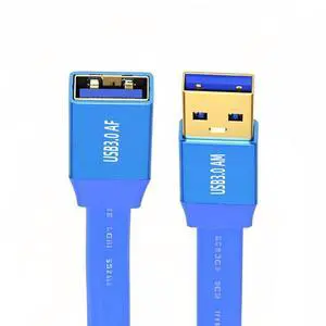 Slim USB 3.0 Type-A Male to USB3.0 A Female Cable Ultra Flat Extension Blue 5Gbps Compatible with Disk SSD Camera Data (200cm) Slim USB 3.0 Type-A Male to USB3.0 A Female Cable Ultra Flat Extension Blue 5Gbps Compatible with Disk SSD Camera Data (200cm)