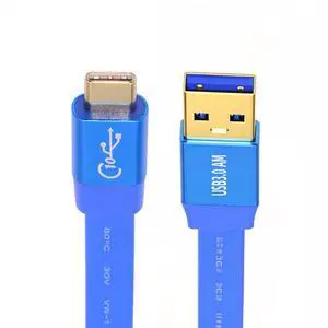 Slim USB 3.0 Type-A Male to USB-C Type-C Male Cable Ultra Flat Data Blue 10Gbps Compatible with Laptop Computer Disk SSD Camera (30cm) Slim USB 3.0 Type-A Male to USB-C Type-C Male Cable Ultra Flat Data Blue 10Gbps Compatible with Laptop Computer Disk SSD Camera (30cm)