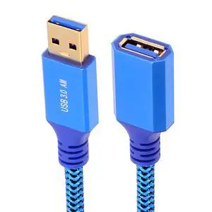 USB 3.0 Type-A Male to USB3.0 Type-A Female Cable Extension Blue Sleeve Braid Compatible withDisk SSD Camera Data Laptop Desktop 5Gbps (30cm) USB 3.0 Type-A Male to USB3.0 Type-A Female Cable Extension Blue Sleeve Braid Compatible withDisk SSD Camera Data Laptop Desktop 5Gbps (30cm)