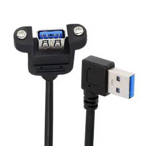 Right Angled Cord USB 3.0 Male to Female Type-A Panel Type Extension Cable Super Speed 90 Degree Connector Compatible with Tight Spaces HDTV Desktop Laptop Gaming (30cm) Right Angled Cord USB 3.0 Male to Female Type-A Panel Type Extension Cable Super Speed 90 Degree Connector Compatible with Tight Spaces HDTV Desktop Laptop Gaming (30cm)