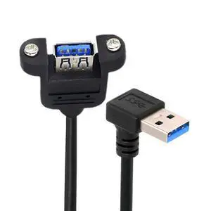 Down Angled Cord USB 3.0 Male to Female Type-A Panel Type Extension Cable Super Speed 90 Degree Connector Compatible with Tight Spaces HDTV Desktop Laptop Gaming (30cm) Down Angled Cord USB 3.0 Male to Female Type-A Panel Type Extension Cable Super Speed 90 Degree Connector Compatible with Tight Spaces HDTV Desktop Laptop Gaming (30cm)