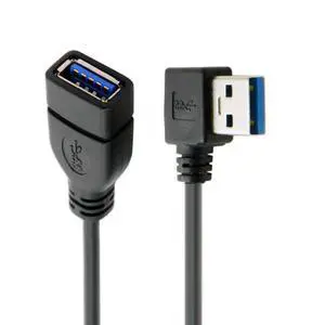 Right Angled Cord USB 3.0 Male to Female Type-A Extension Cable Super Speed 90 Degree Connector Compatible with Tight Spaces HDTV Desktop Laptop Gaming (16cm) Right Angled Cord USB 3.0 Male to Female Type-A Extension Cable Super Speed 90 Degree Connector Compatible with Tight Spaces HDTV Desktop Laptop Gaming (16cm)