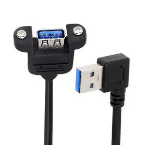 Left Angled Cord USB 3.0 Male to Female Type-A Panel Type Extension Cable Super Speed 90 Degree Connector Compatible with Tight Spaces HDTV Desktop Laptop Gaming (30cm) Left Angled Cord USB 3.0 Male to Female Type-A Panel Type Extension Cable Super Speed 90 Degree Connector Compatible with Tight Spaces HDTV Desktop Laptop Gaming (30cm)