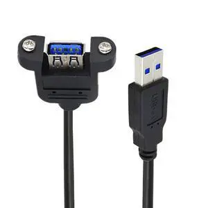 Straight Connector USB 3.0 Male to Female Type-A Panel Type Extension Cable Super Speed 90 Degree Connector Compatible with Tight Spaces HDTV Desktop Laptop Gaming (30cm) Straight Connector USB 3.0 Male to Female Type-A Panel Type Extension Cable Super Speed 90 Degree Connector Compatible with Tight Spaces HDTV Desktop Laptop Gaming (30cm)