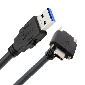Down Up Angled USB 3.1 Type-C Dual Screw Locking to Standard USB3.0 Data Cable 90 Degree for Camera (8.0M) Down Up Angled USB 3.1 Type-C Dual Screw Locking to Standard USB3.0 Data Cable 90 Degree for Camera (8.0M)