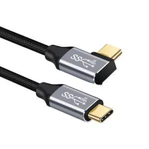 Type-C USB-C Left Right Angled Male to Straight Male USB3.1 10Gbps Video 4K 100W 20V 5A PD Power Data Cable with E-Marker (50cm) Type-C USB-C Left Right Angled Male to Straight Male USB3.1 10Gbps Video 4K 100W 20V 5A PD Power Data Cable with E-Marker (50cm)