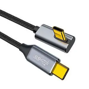Type-C USB-C Low Profile Right Angled Male to Straight Male USB3.1 10Gbps Video 4K 100W 20V 5A PD Power Data Cable with E-Marker (200cm) Type-C USB-C Low Profile Right Angled Male to Straight Male USB3.1 10Gbps Video 4K 100W 20V 5A PD Power Data Cable with E-Marker (200cm)