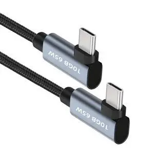 USB-C 10Gbps Type-C AngledMale to Male Video 4K Power PD 65W Cable Dual Right Angled 90 Degree Connector (50cm) USB-C 10Gbps Type-C AngledMale to Male Video 4K Power PD 65W Cable Dual Right Angled 90 Degree Connector (50cm)