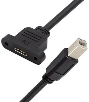 USB 2.0 Type-B Male to Micro 3.0 Type-B Female Screw Mount Type Extension Power Data Cable 480Mbps (50cm) USB 2.0 Type-B Male to Micro 3.0 Type-B Female Screw Mount Type Extension Power Data Cable 480Mbps (50cm)